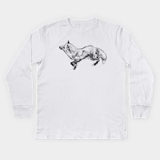 Red Fox Art Sketch Kids Long Sleeve T-Shirt